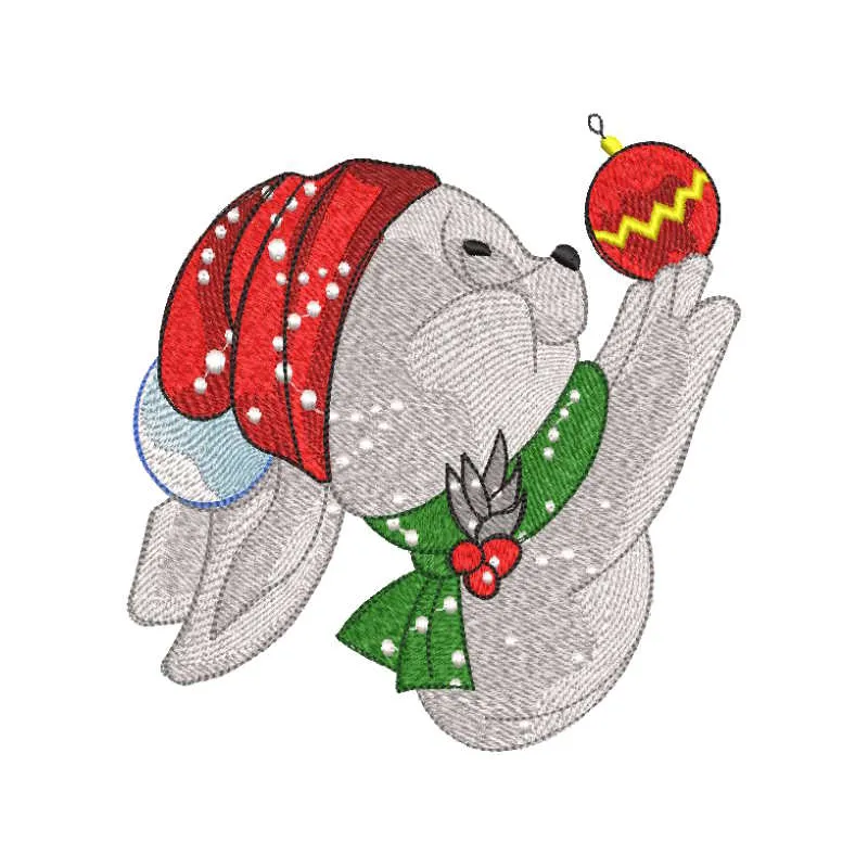 Festive Bunny in Knitted Hat Christmas Ornament Stitching P…