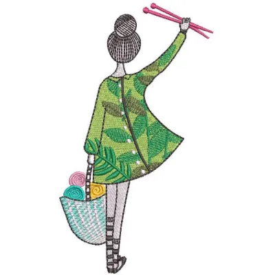 Knitting Girl Stitching Pattern for Crafters