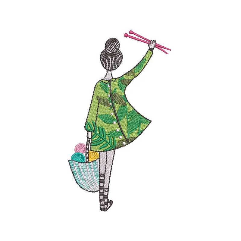 Knitting Girl Stitching Pattern for Crafters