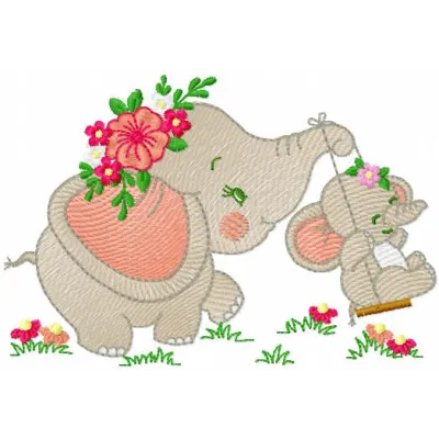 Mother & Baby Elephant Stitching Pattern for Crafters
