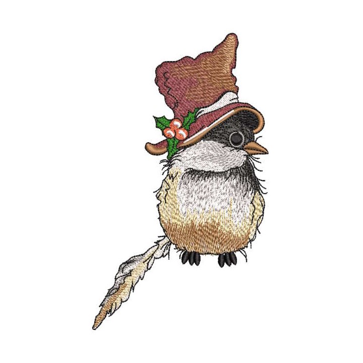 Jay in a cylinder hat embroidery design - Embroidery Design