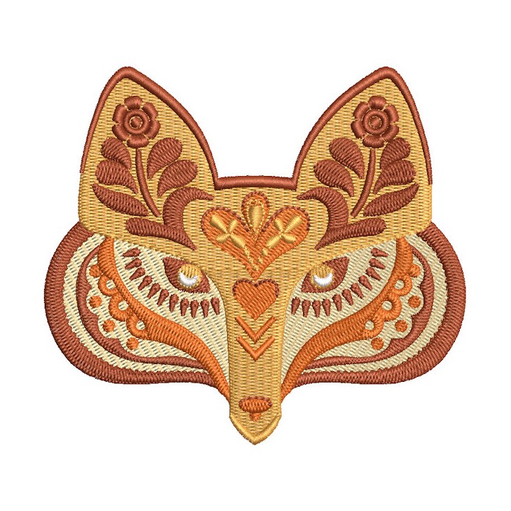 Folklore fox muzzle embroidery design - Embroidery Design