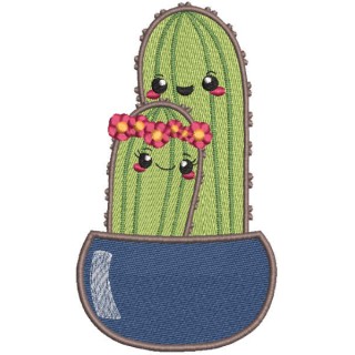 Mother cactus and baby embroidery design - Embroidery Design