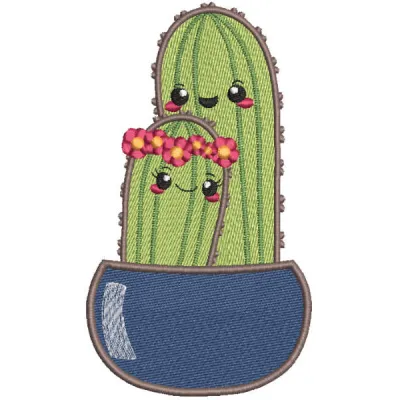 Tender Embrace of a Mother Cactus and Her Baby