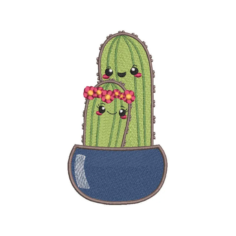 Tender Embrace of a Mother Cactus and Her Baby