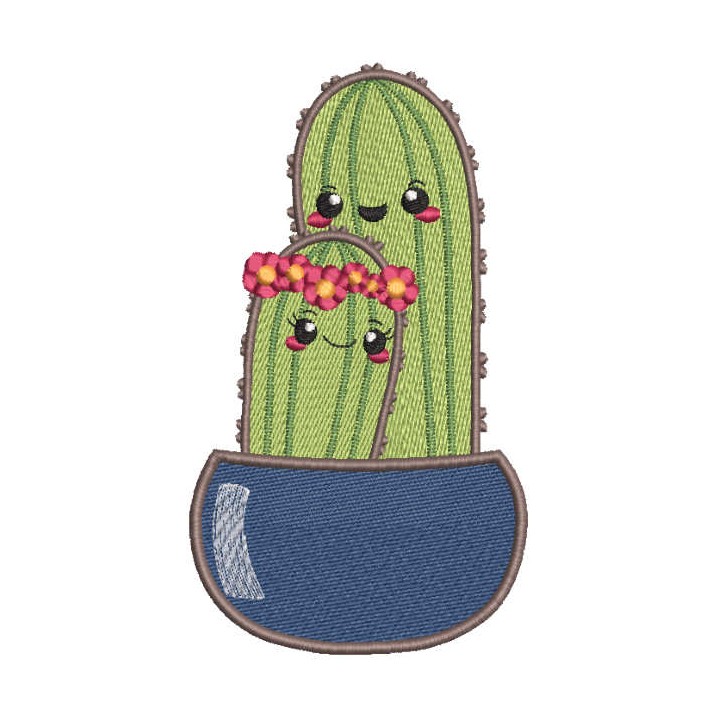 Mother cactus and baby embroidery design - Embroidery Design
