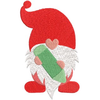 School gnome with pencil embroidery design - Embroidery Design