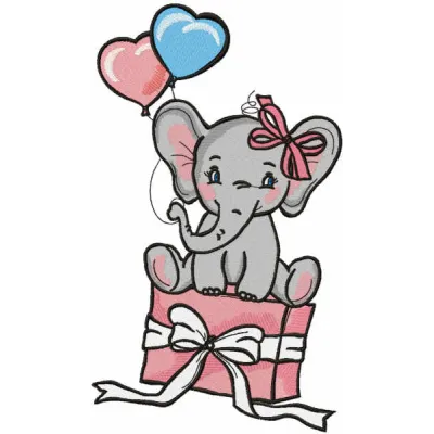 Cute Baby Elephant Birthday Stitching Pattern