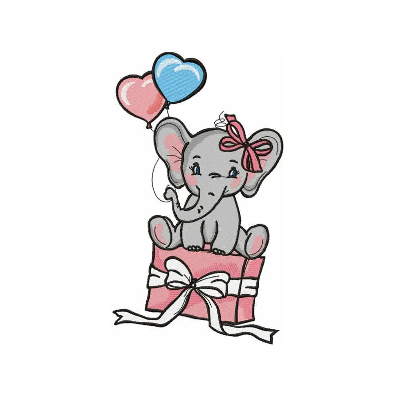 Cute Baby Elephant Birthday Stitching Pattern