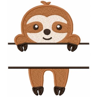 Sloth with monogram label embroidery design - Embroidery Design