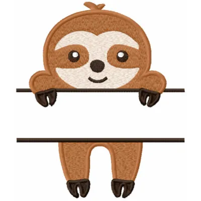Sloth Monogram Label Embroidery - Aussie Wildlife Design