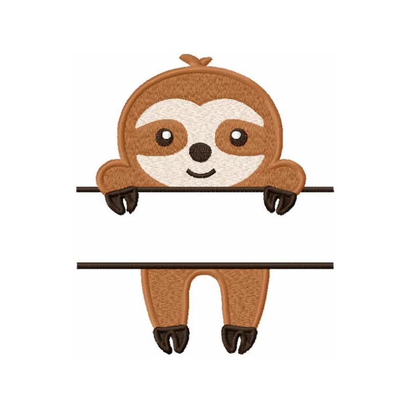 Sloth Monogram Label Embroidery - Aussie Wildlife Design