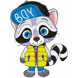 Boy raccoon embroidery design - Embroidery Design
