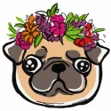 Adorable Pug Wreath Stitching Pattern for Pet Lovers