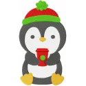 Cozy Penguin & Coffee Cup Stitching Pattern