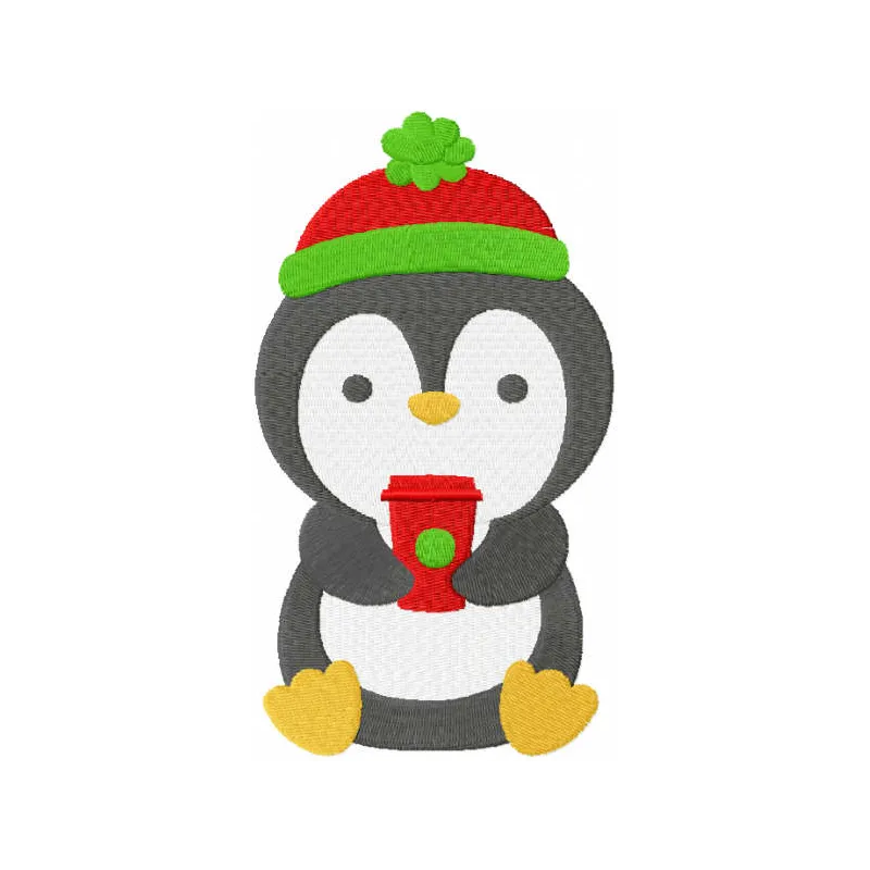 Cozy Penguin & Coffee Cup Stitching Pattern