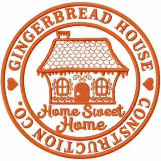 Gingerbread house construction embroidery design - Embroidery Design