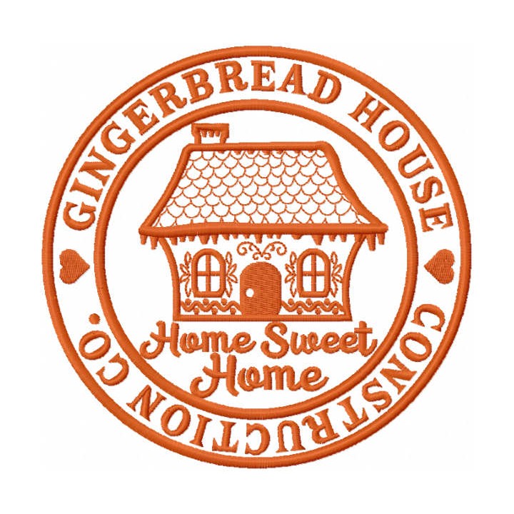 Gingerbread house construction embroidery design - Embroidery Design