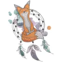 Whimsical Fox and Dream Catcher Embroidery Design
