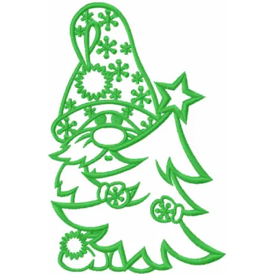 Gnome Christmas Tree Stitching Pattern