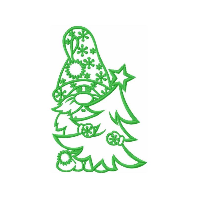 Gnome Christmas Tree Stitching Pattern