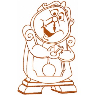 Cogsworth one colored embroidery design - Embroidery Design