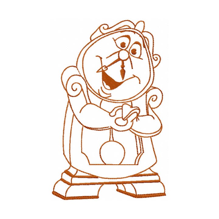 Cogsworth one colored embroidery design - Embroidery Design