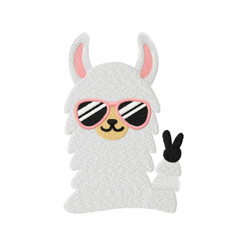 Llama Victory Embroidery Design - Triumphant Animal Motif