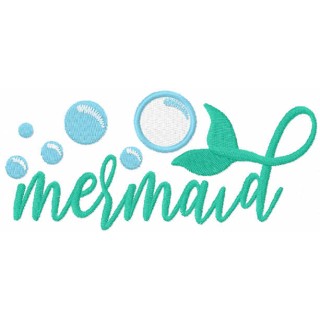 Mermaid script embroidery design - Embroidery Design