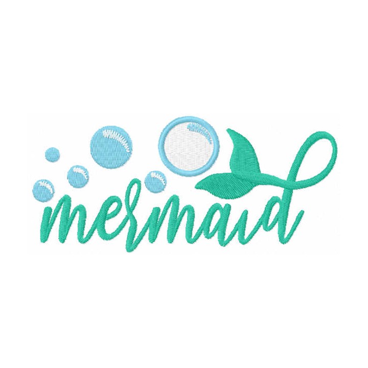 Mermaid script embroidery design - Embroidery Design