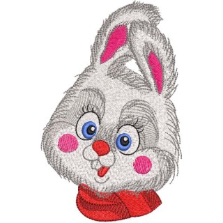Surprised bunny with scarf embroidery design - Embroidery Design