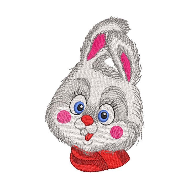Surprised bunny with scarf embroidery design - Embroidery Design