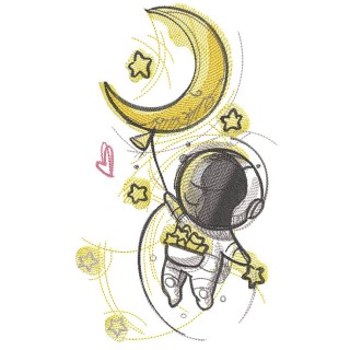 Astronaut with stars embroidery design - Embroidery Design