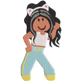 Afro girl roblox dancing embroidery design - Embroidery Design