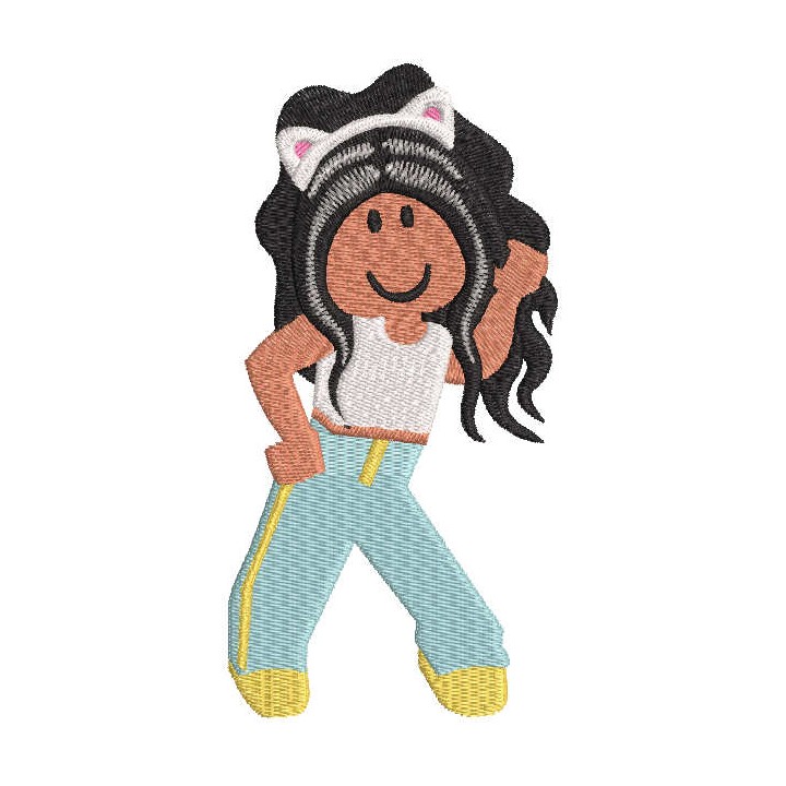 Afro girl roblox dancing embroidery design - Embroidery Design