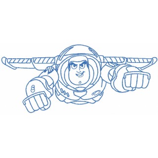 Flying Buzz Lightyear one colored embroidery design - Embroidery Design