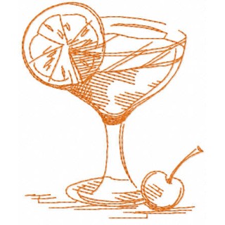 Coctail sketch one colored embroidery design - Embroidery Design