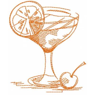 Cocktail Sketch Stitching Pattern | Kitchen Embroidery