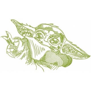Yoda one color sketch embroidery design - Embroidery Design