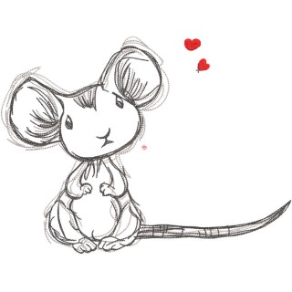 Dreaming loving mouse embroidery design - Embroidery Design