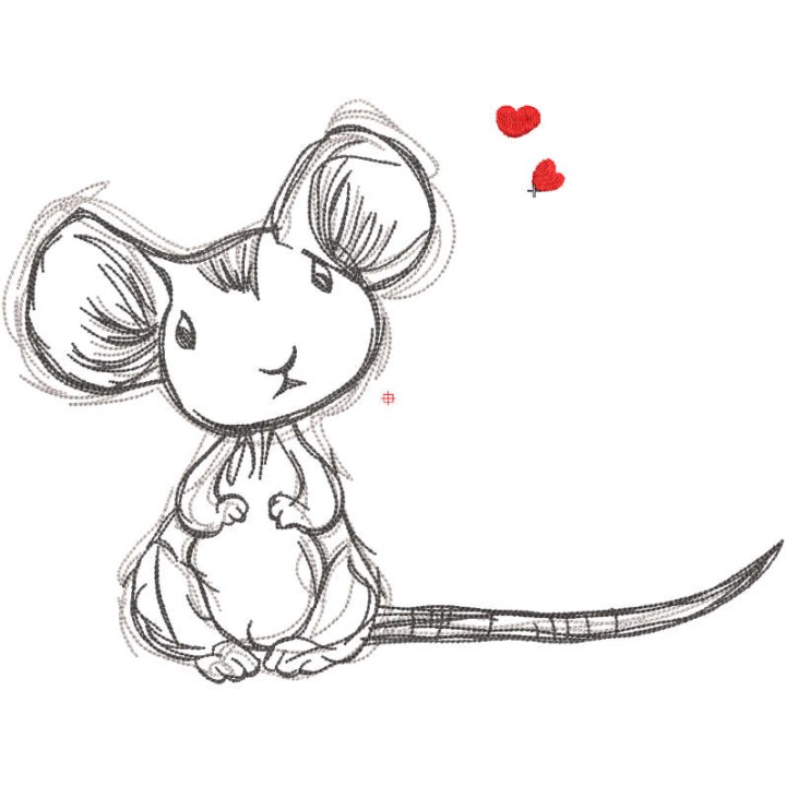 Dreaming loving mouse embroidery design - Embroidery Design