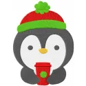 Cozy Winter Coffee Cup Stitching Pattern with Birds
