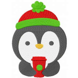 Winter coffeecup embroidery design - Embroidery Design