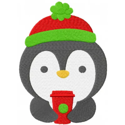 Cozy Winter Coffee Cup Stitching Pattern with Birds