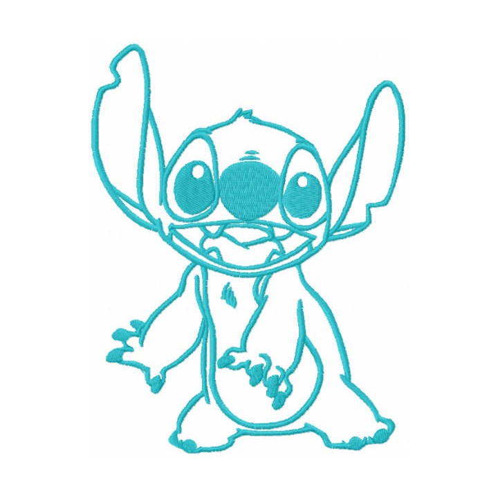 Very surprised stitch one colored embroidery design - Embroidery Design