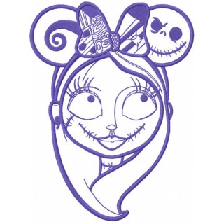 Sally mickey ears one colored embroidery design - Embroidery Design