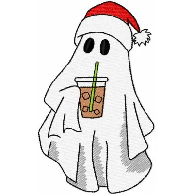 Cheerful Ghost & Coffee Cup Stitching Pattern