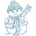 Snowman with Bird Stitching Pattern for Winter Projects