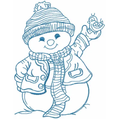 Snowman with Bird Stitching Pattern for Winter Projects