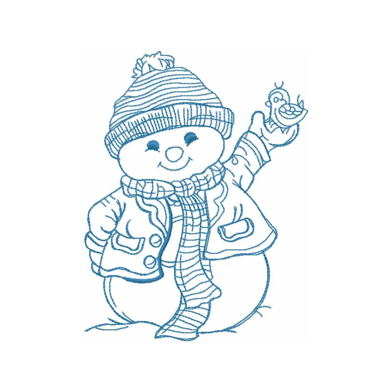 Snowman with Bird Stitching Pattern for Winter Projects